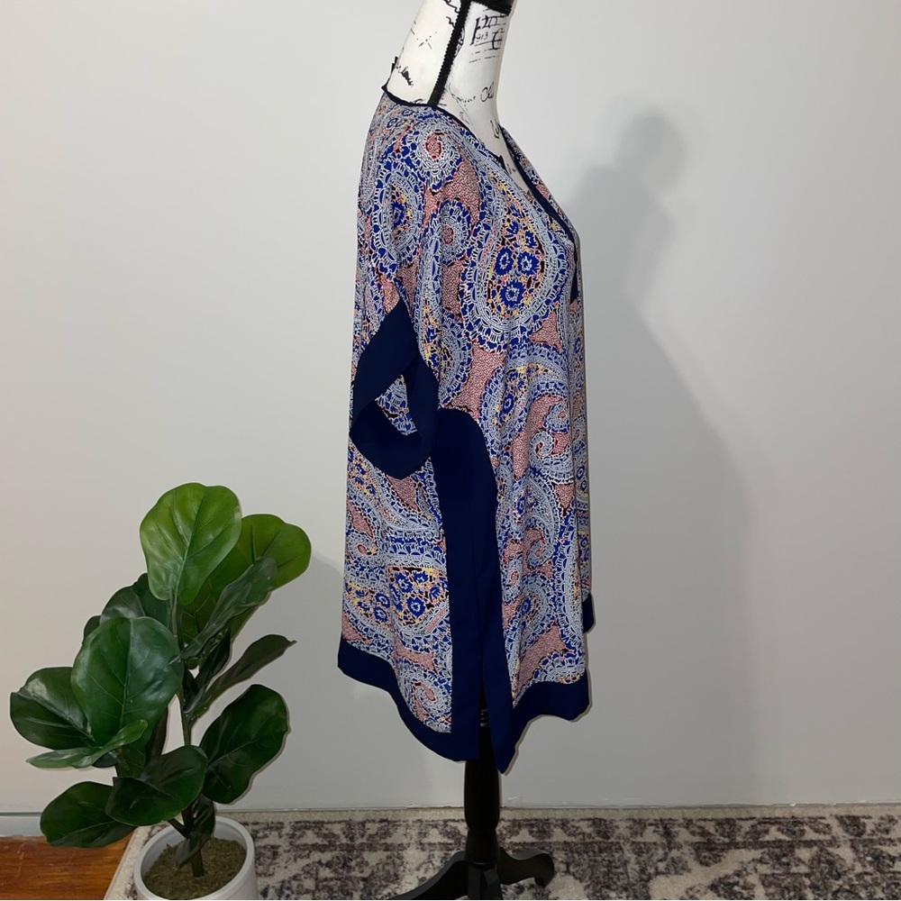 Adorable 🥰 J. Crew sheer paisley tunic blouse navy - Picture 4 of 9